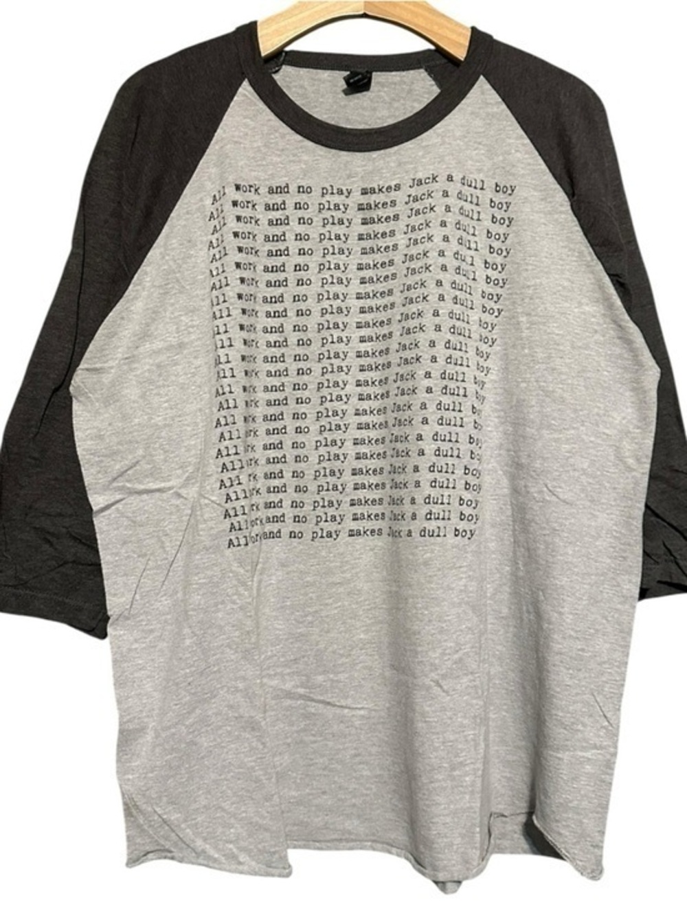 Men’s Size XL All Work And No Play Makes Jack A Dull Boy Raglan Baseball T-Shirt